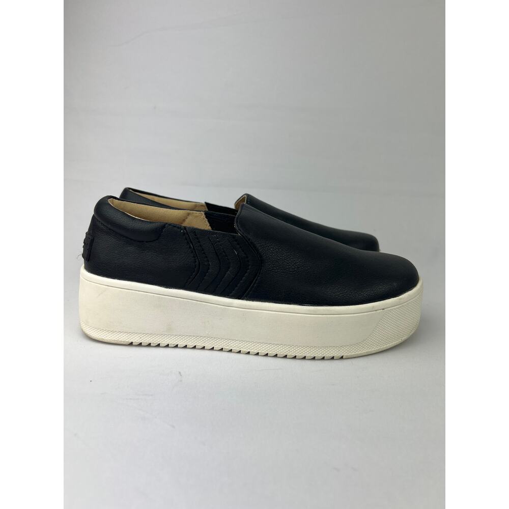 Yellow Box Harmonee Women’s Size 8 Black Leather Slip On Platform Sneakers Shoes